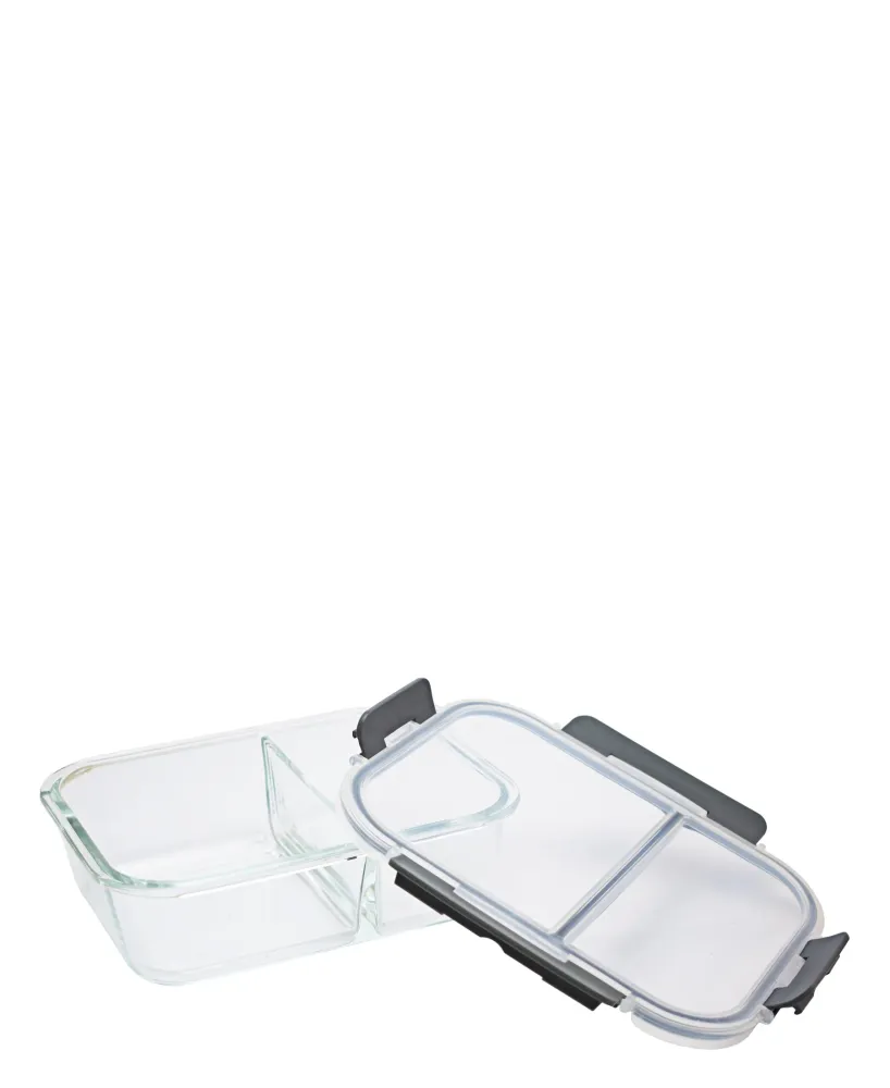 Consol 1.36L Madrid 2-Division Storage Container Clip-On Lid - Grey