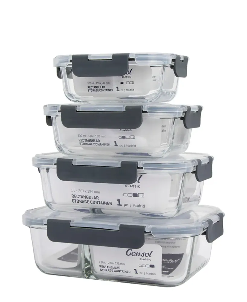 Consol 1.36L Madrid 2-Division Storage Container Clip-On Lid - Grey