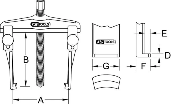Extracteur universel à dégagement rapide KS Tools à 2 bras avec crochets fins et allongés 50-160 mm 220 mm 620.0018 obteni...