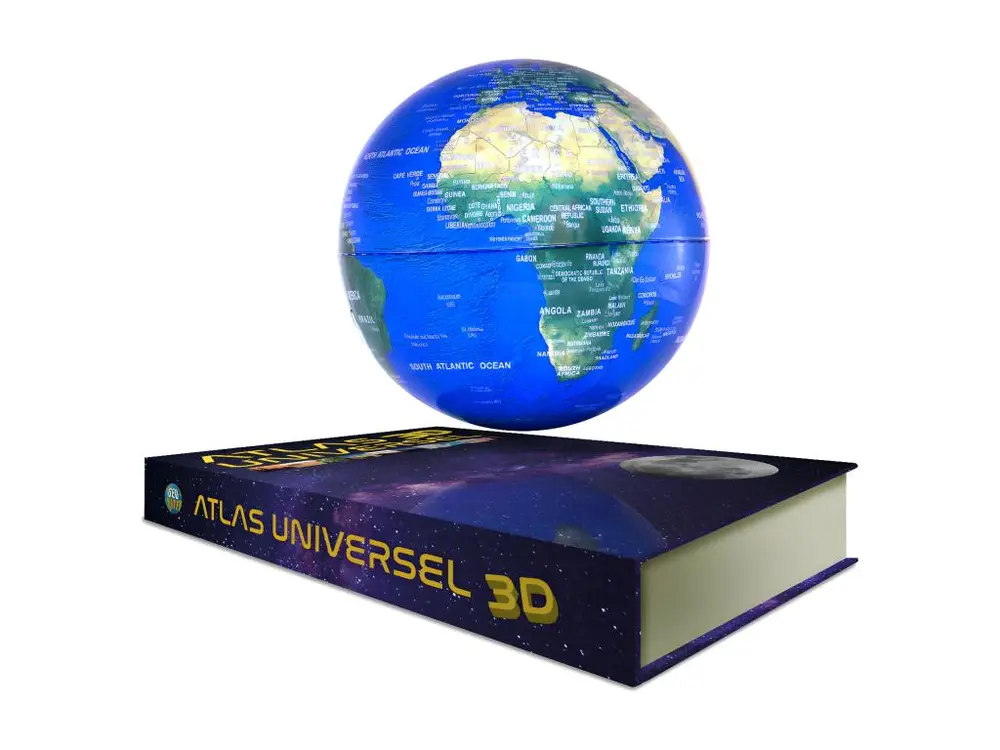 Globe Terre en lévitation sur base Atlas GEOLITE