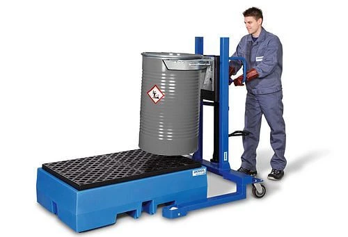 Lève-fûts DENIOS Servo FL 12-K en acier châssis large pour fûts en acier de 200 litres 115-215 obtenir à bas prix