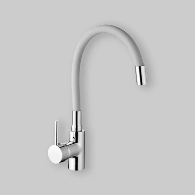 Miscelatore Lavello Canna Gomma Flessibile "Maldive" Grigio Grigio