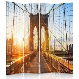 Paravent levier du soleil sur le pont 4 volets - 145 x 150 cm - 2 faces R° V°