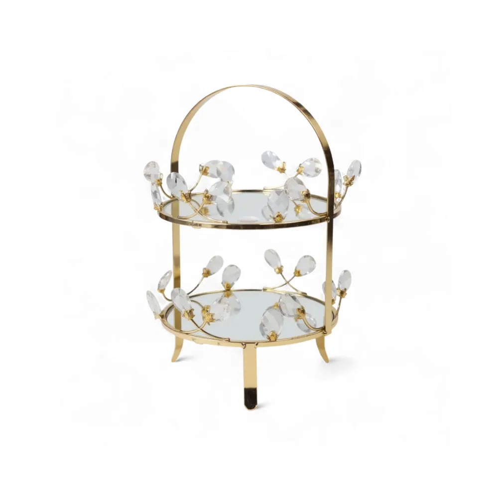 Venice 2 Tier Cake Stand Effet or
