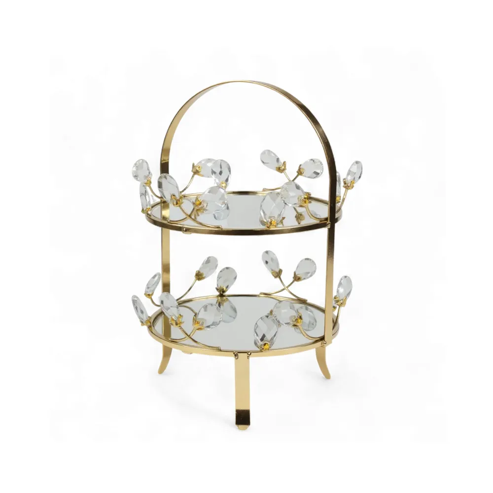 Venice 2 Tier Cake Stand Effet or