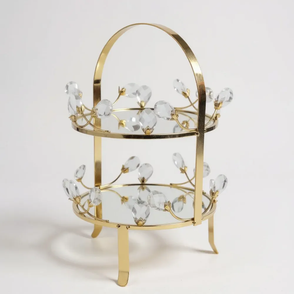 Venice 2 Tier Cake Stand Effet or