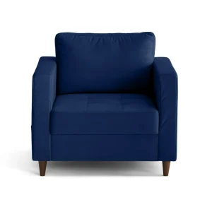 Anna - fauteuil avec poche en velours - pieds en bois par SW-MOTECH