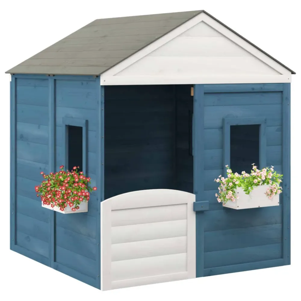 Certifié CE Maison de jeux et porte verrouillable/fleurs 125 x 120 x 132 cm bois massif sapin 02_0005112