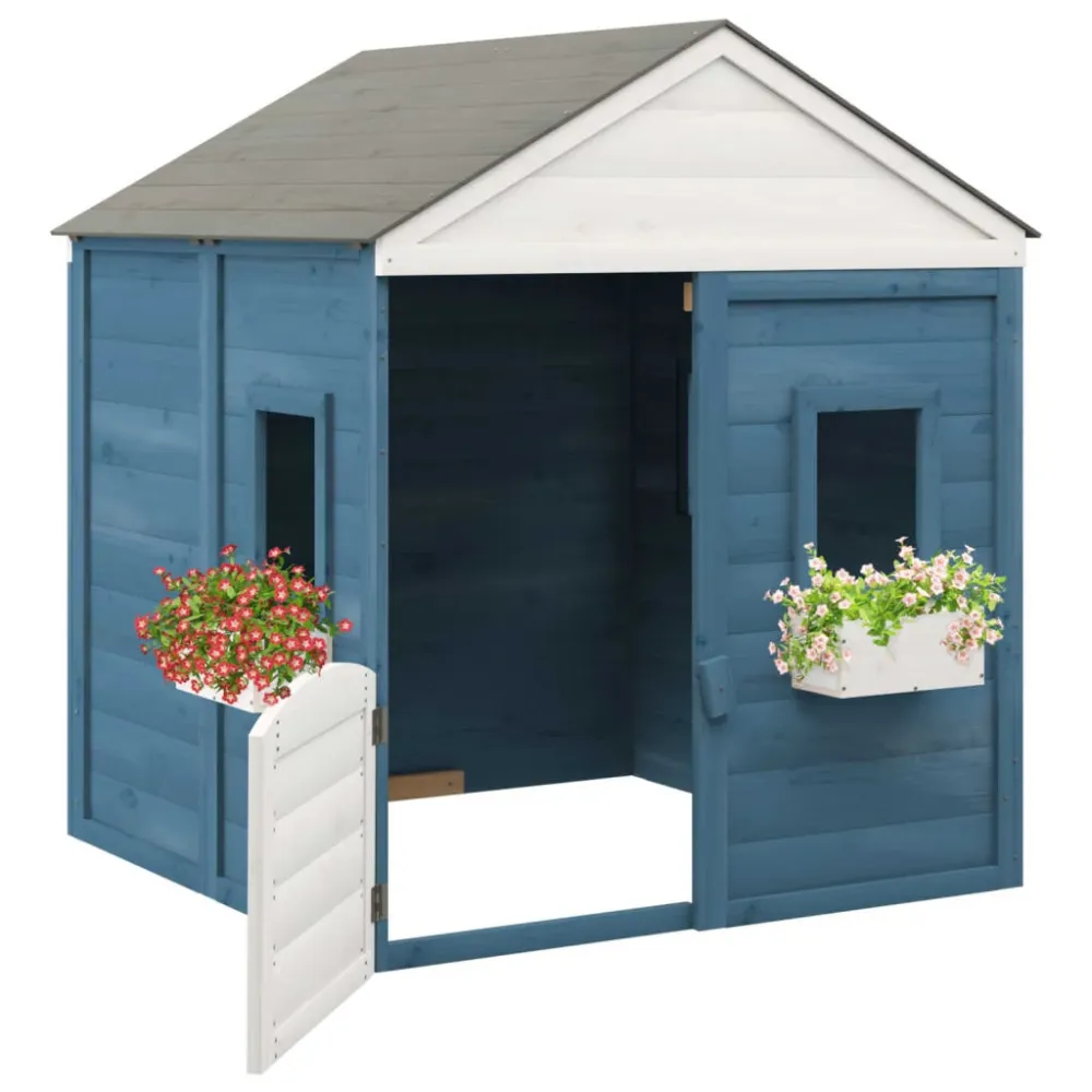 Certifié CE Maison de jeux et porte verrouillable/fleurs 125 x 120 x 132 cm bois massif sapin 02_0005112