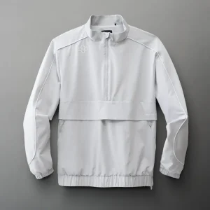 Coupe-vent 1/4 zip RUDIS - Gris lunaire avec système antivol