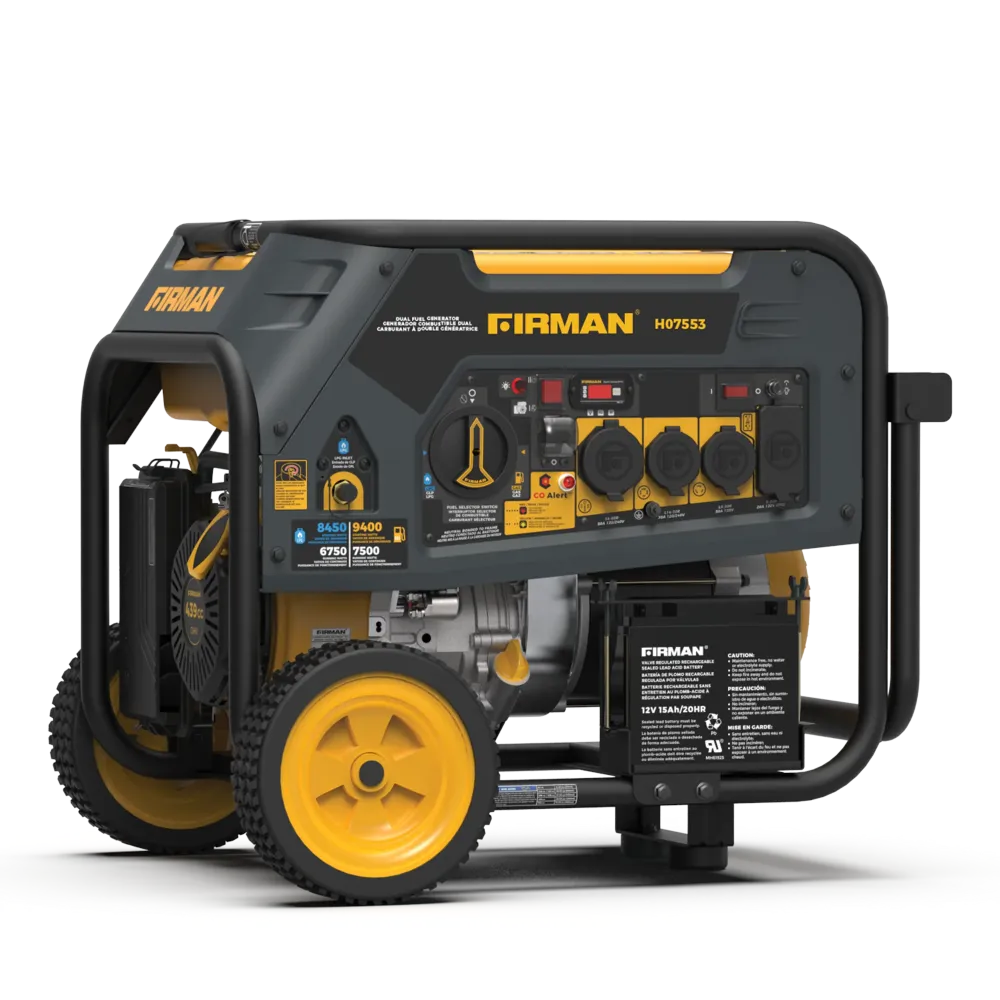 Dual Fuel Portable Generator 9400W Electric Start 120/240V CO Alert