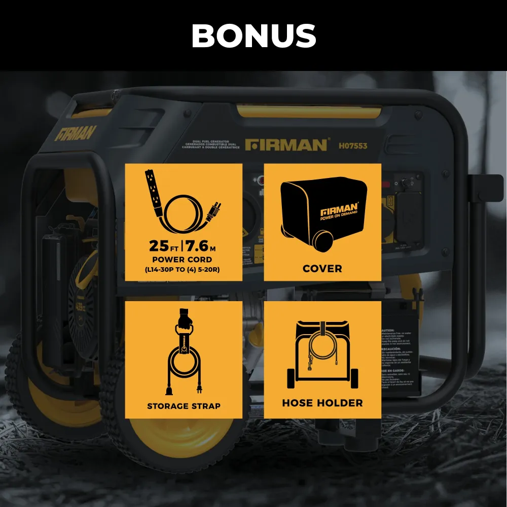 Dual Fuel Portable Generator 9400W Electric Start 120/240V CO Alert