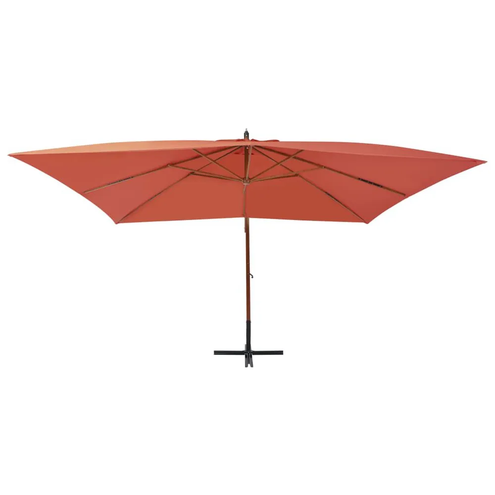 Haute Performance Parasol de jardin en porte-à-faux avec mât en bois terre cuite