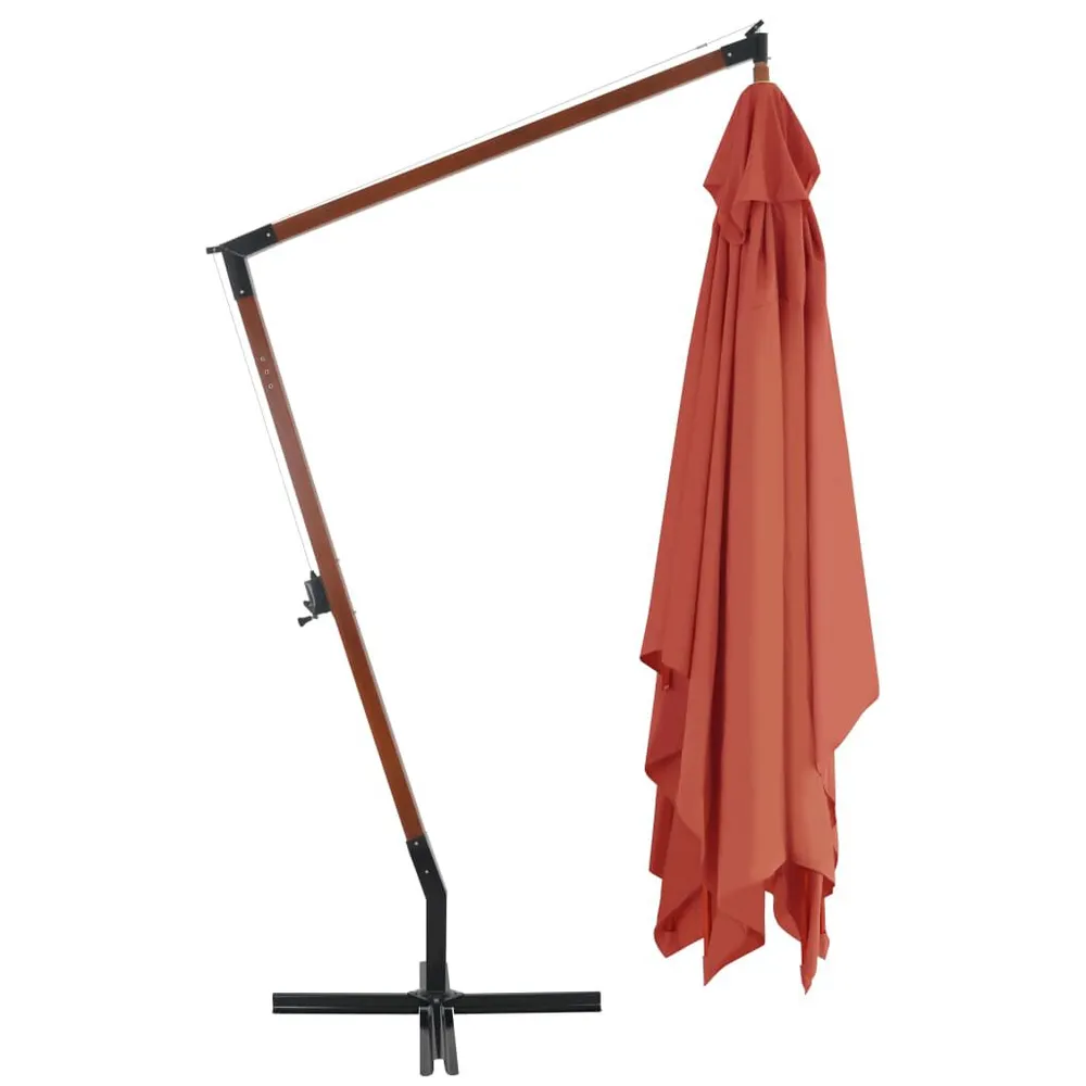 Haute Performance Parasol de jardin en porte-à-faux avec mât en bois terre cuite