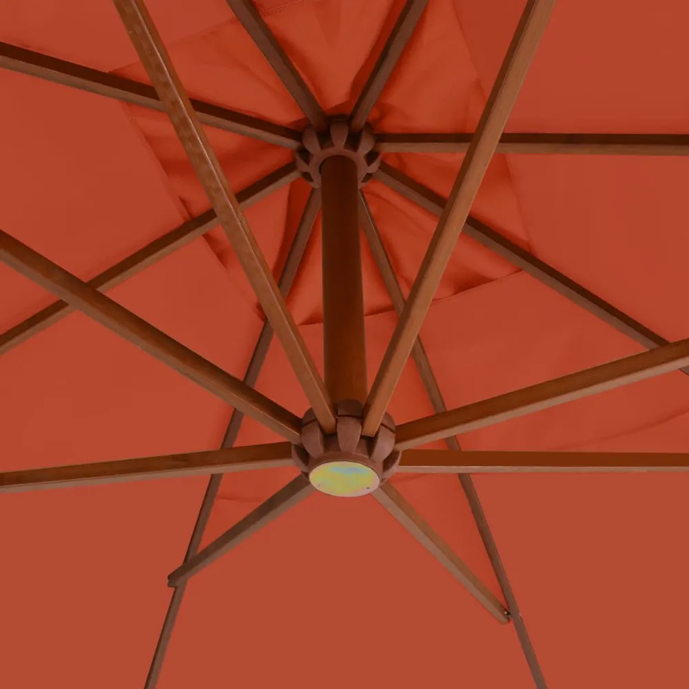 Haute Performance Parasol de jardin en porte-à-faux avec mât en bois terre cuite
