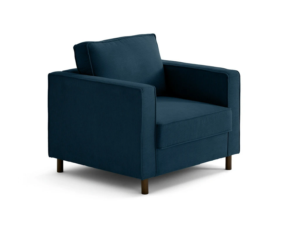 Jake - fauteuil en velours côtelé - pieds bois noir