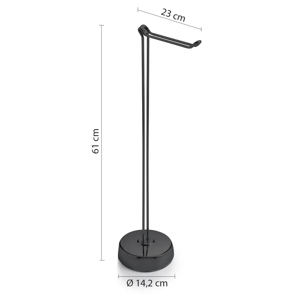 Lampadaire avec porte-rouleau de rechange modèle Minù de Gedy - Noir Mat pour stockage extérieur
