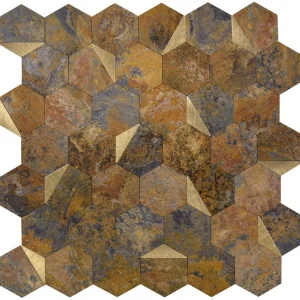 Mosaïque Crédence Adhésive Cuivré Doré - simple couper - Compatible Universelle