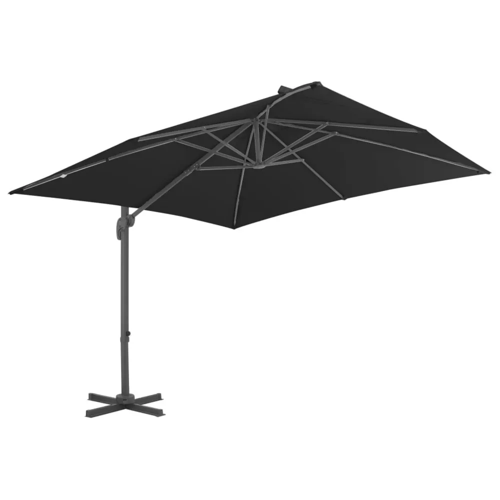 Parasol de jardin en porte-à-faux avec mât en aluminium noir Compatible avec la plupart des modèles