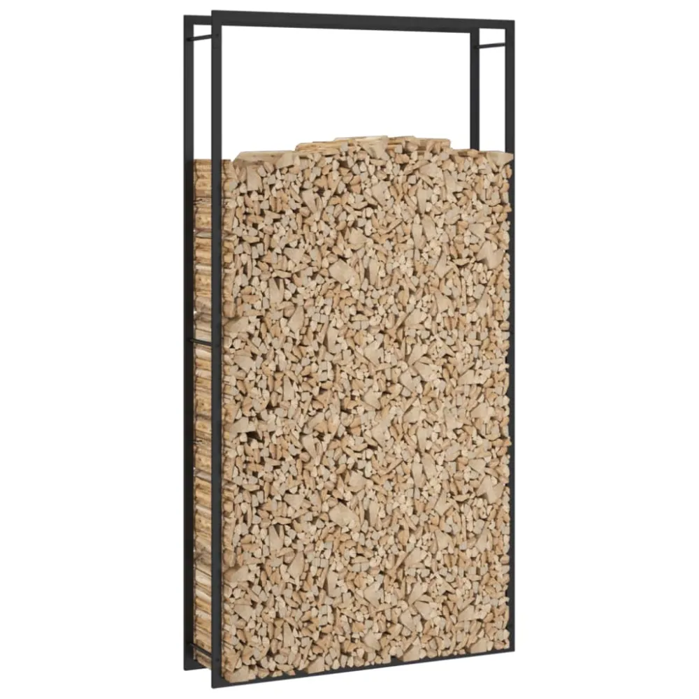 Portant de bois de chauffage mat 110 x 28 x 214 cm acier noir 02_0043746