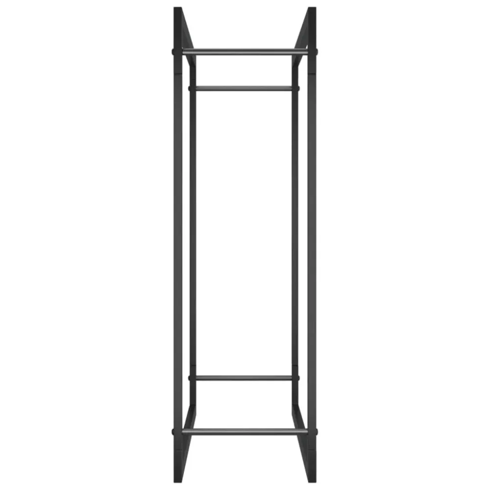 Portant de bois de chauffage mat 80 x 28 x 86 cm acier noir 02_0043753 pour stockage extérieur