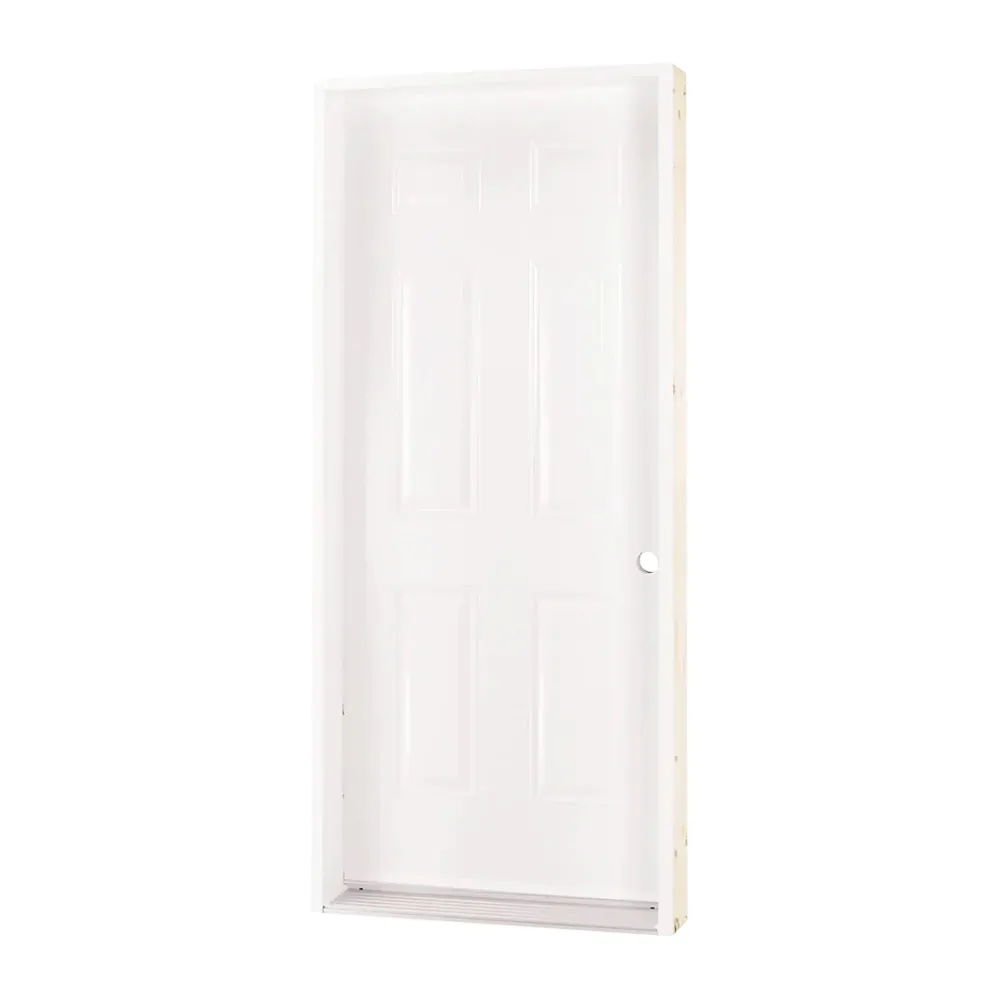 Porte blanche en acier B01 à ouverture à gauche vers l'intérieur, 32'' x 80" en noir mat