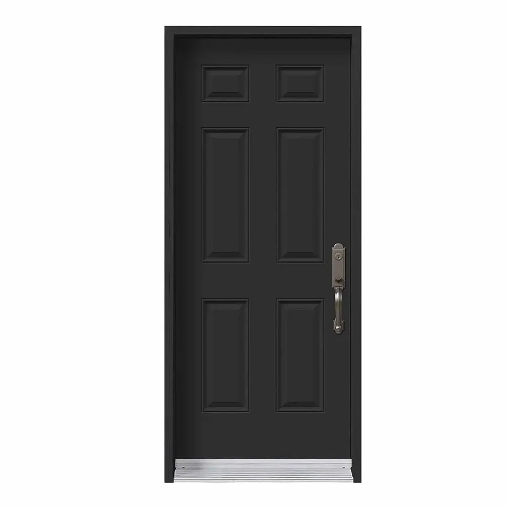 Porte noire en acier B01 à ouverture à gauche vers l'intérieur, 34'' x 80" pour stockage extérieur