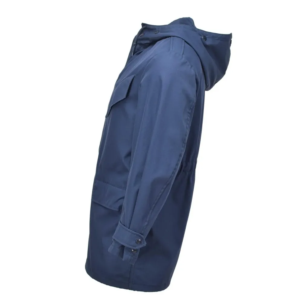 Porte-bagages scooter Parka d'officier militaire néerlandaise originale à capuche coupe-vent imperméable de l'armée bleu uni