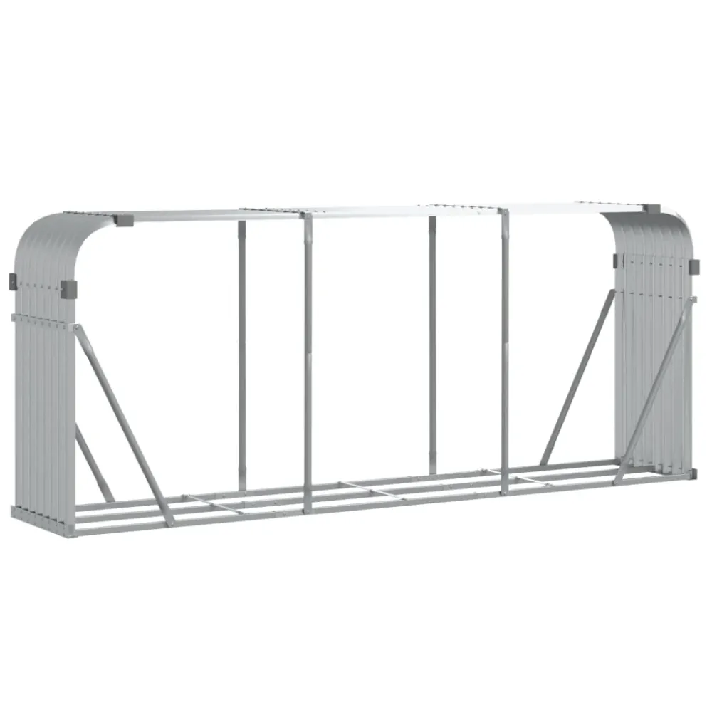 Porte-bûches argenté 234 x 45 x 100 cm acier galvanisé Argent 02_0043793