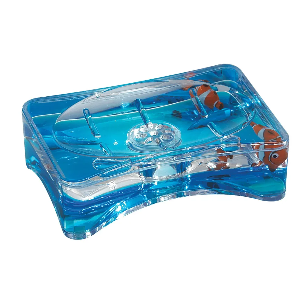 Porte-savon à poser Gedy série Pyxis - Blanc/Bleu en noir mat