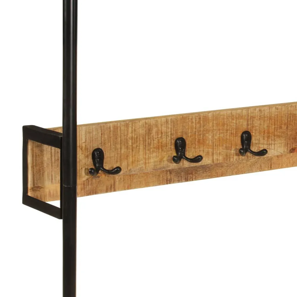 Protège-mains Porte-vêtements et roues 90x35x190 cm bois de manguier et fer