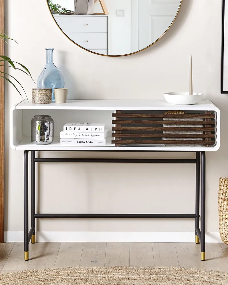 Sidetable donkerhout/wit RIFLE Compatible avec la plupart des modèles