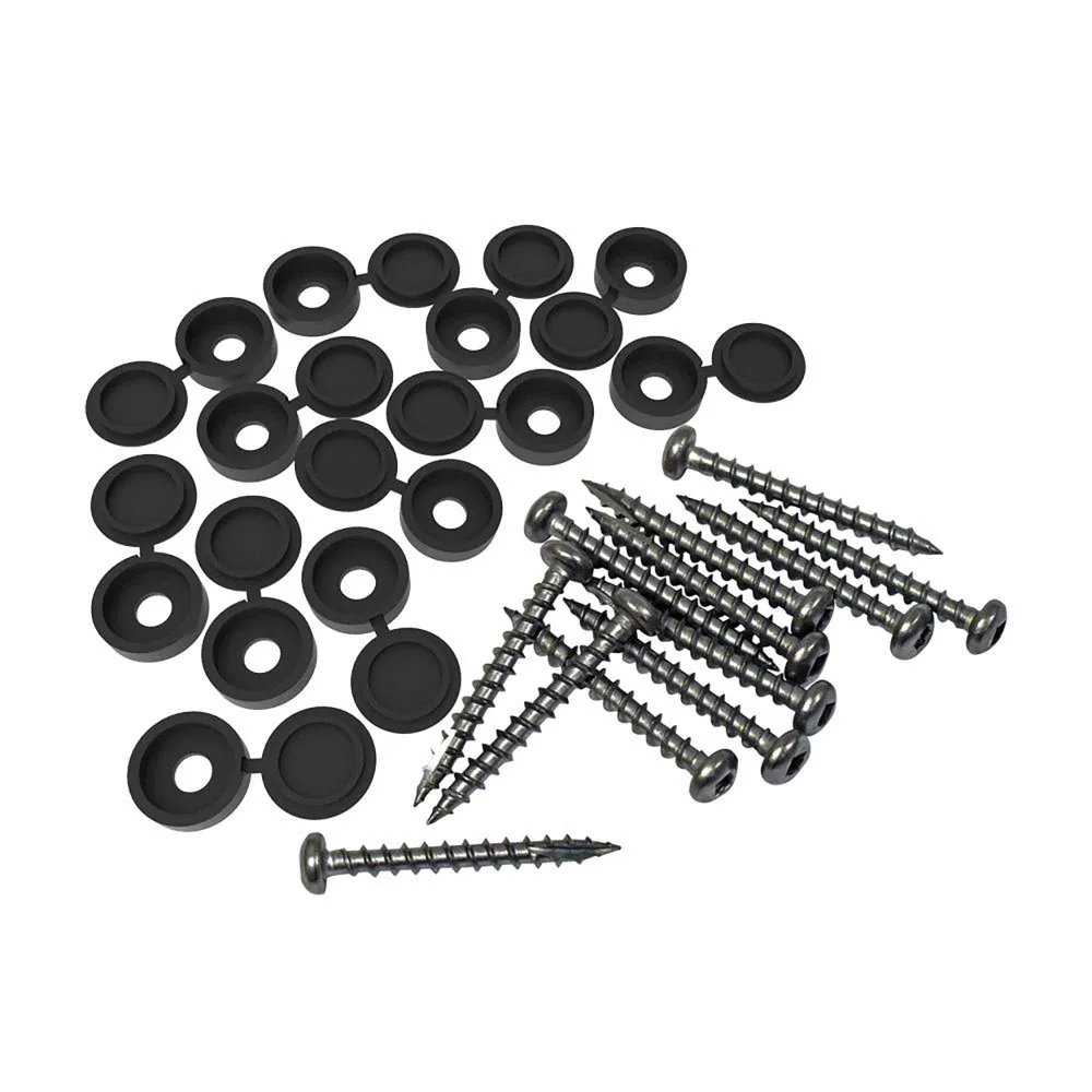 Système d'attaches en noir (vis et capuchons) pour panneau décoratif de 24'' x 48'', 12 unités pour transport d'équipement