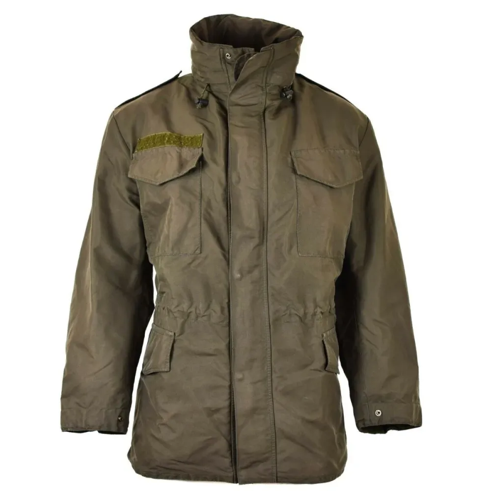 Véritable veste de combat de l'armée autrichienne M65 GoreTex militaire olive Parka imperméable avec système antivol