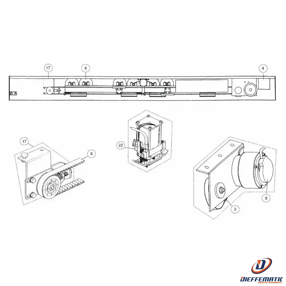 Kit de fixation Ruota Ø 100 Per Carrello Gtv - Gte - Gts/l Ditec Entrematic 1p757 Ricambio Porta