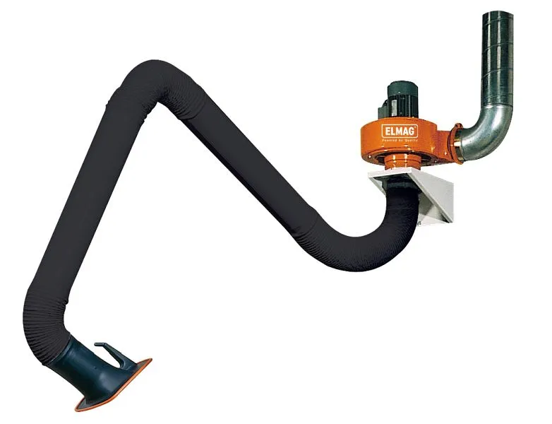 Kit d'évacuation d'air ELMAG avec bras d'extraction 4 m en version tube longueur : 4 m Ø 150 mm...