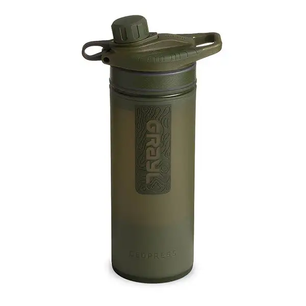 Haute Performance Filtre à eau GEOPRESS PURIFIER FLACON, 0,7L, vert olive
