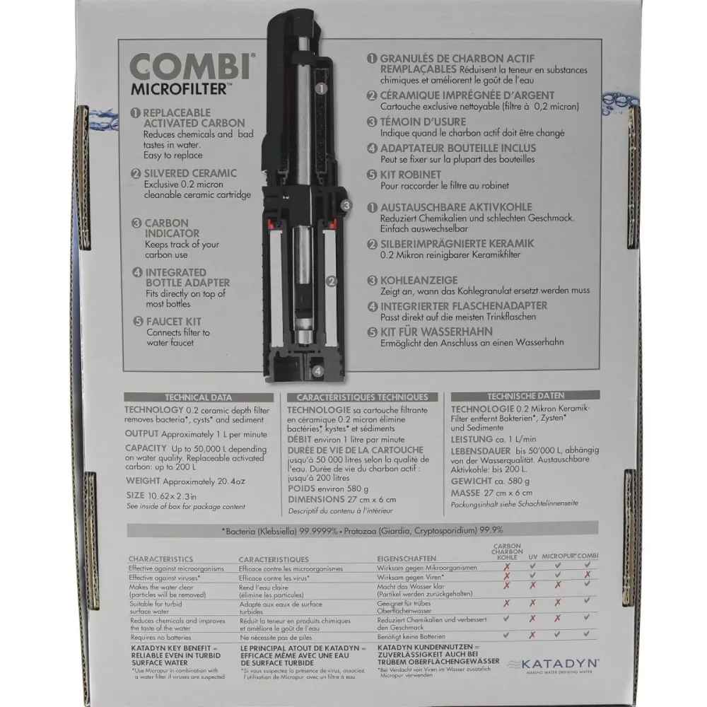 Haute Performance Filtre Katadyn Combi Plus Purification d'urgence longue durée pour camping de qualité supérieure