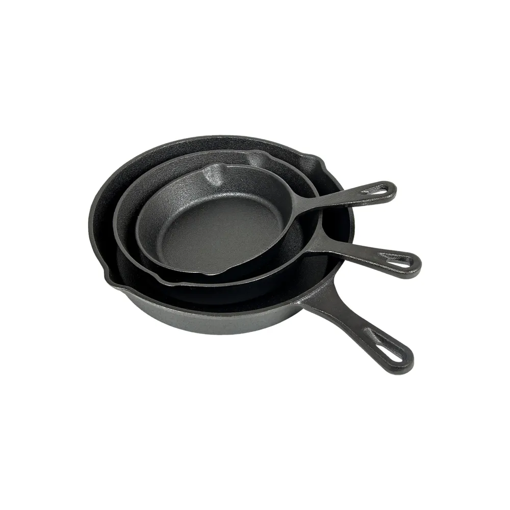 Kitchen Life 3 Piece Cast Fer Frying Pan Set Black
