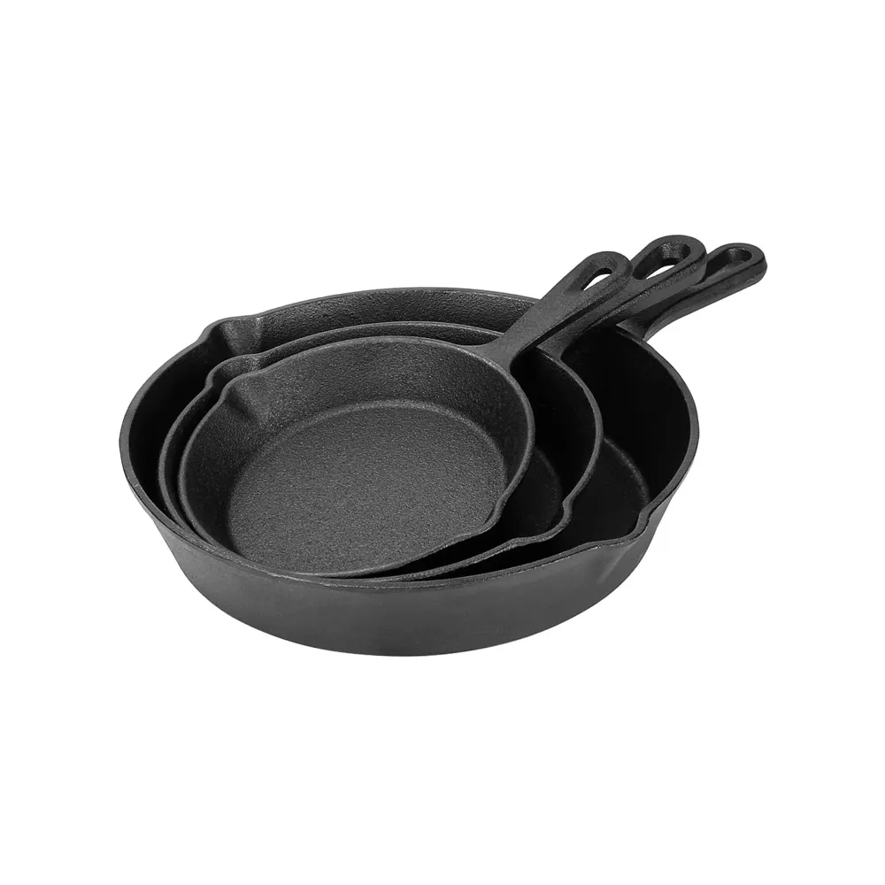 Kitchen Life 3 Piece Cast Iron Frying Pan Set Noir jais