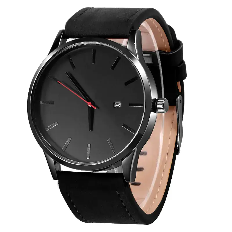 Montre à quartz en cuir - Cuir végétalien - Importé - Sans Odeur