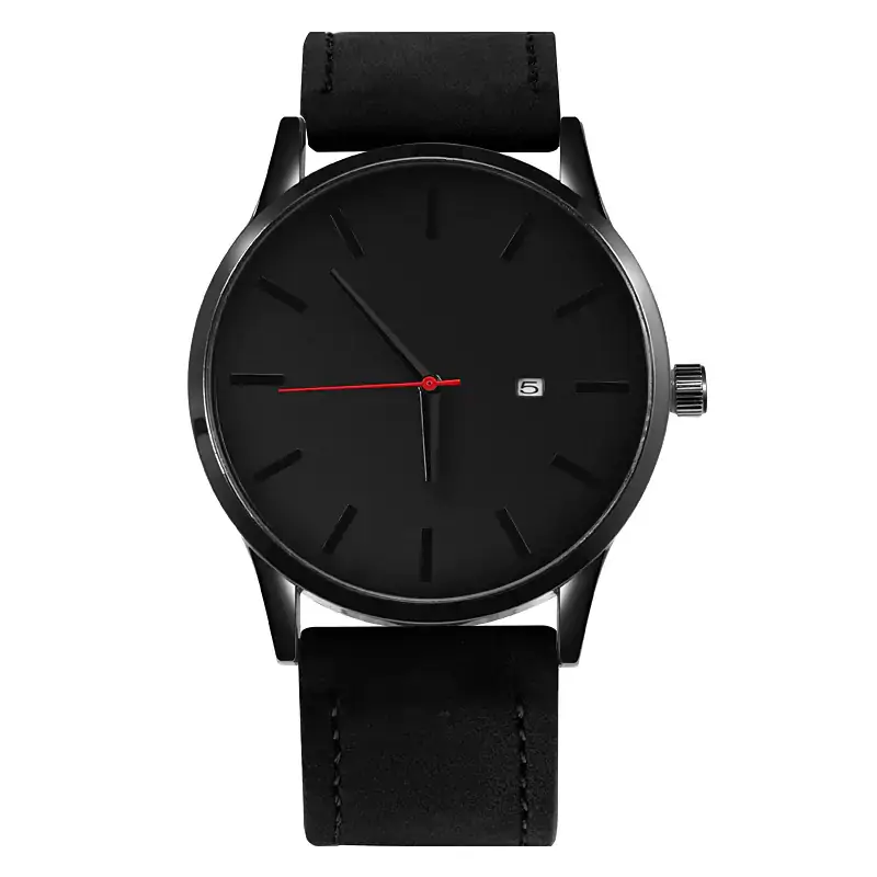 Montre à quartz en cuir - Cuir végétalien - Importé - Sans Odeur