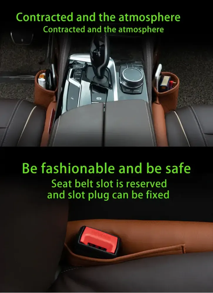 Remplisseur d'espace pour siège d'auto en cuir - Cuir végétalien - Importé Testé Peaux Sensibles