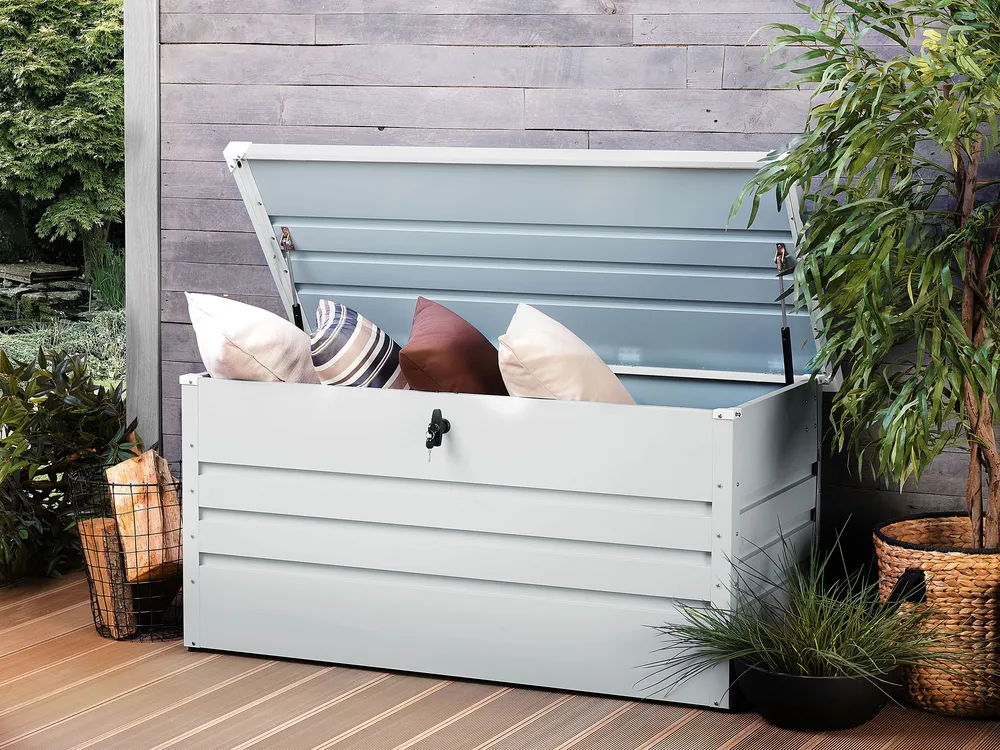 Garden Storage Box 132 x 62 cm Light Grey CEBROSA