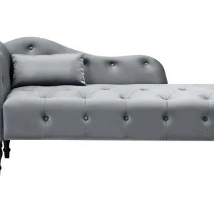 Haute Protection Left Hand En velours Chaise Lounge Grey IVRY