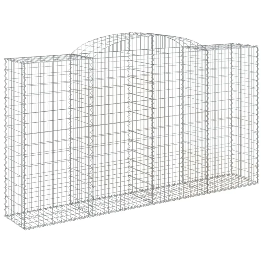 Filet de sécurité Lot de 2 paniers à gabions clôture cage mur de soutènement arqués 300 x 50 x 160/180 cm fer galvanisé Ar...