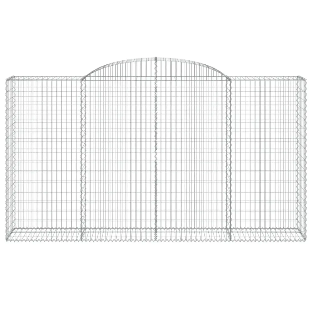 Filet de sécurité Lot de 2 paniers à gabions clôture cage mur de soutènement arqués 300 x 50 x 160/180 cm fer galvanisé Ar...