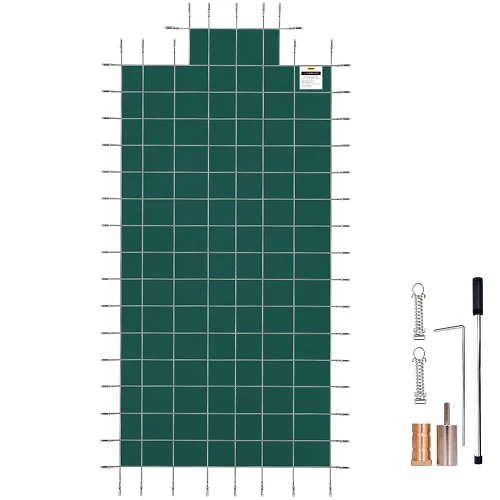 20 x 40 ft Inground Pool Safety Cover 4 x 10 ft Center End Step – Green Maillage Winter Cover Drainage Holes Type Protrusions