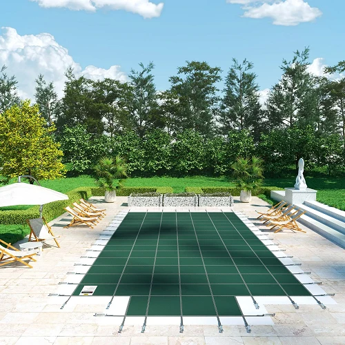 20 x 40 ft Inground Pool Safety Cover 4 x 10 ft Center End Step – Green Maillage Winter Cover Drainage Holes Type Protrusions