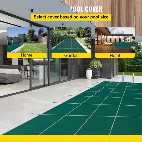 20 x 40 ft Inground Pool Safety Cover 4 x 10 ft Center End Step – Green Maillage Winter Cover Drainage Holes Type Protrusions